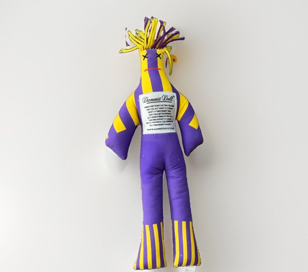 Dammit Doll Sports Stress Relief Plush Yellow Purple Striped Team Gag Gift 12"